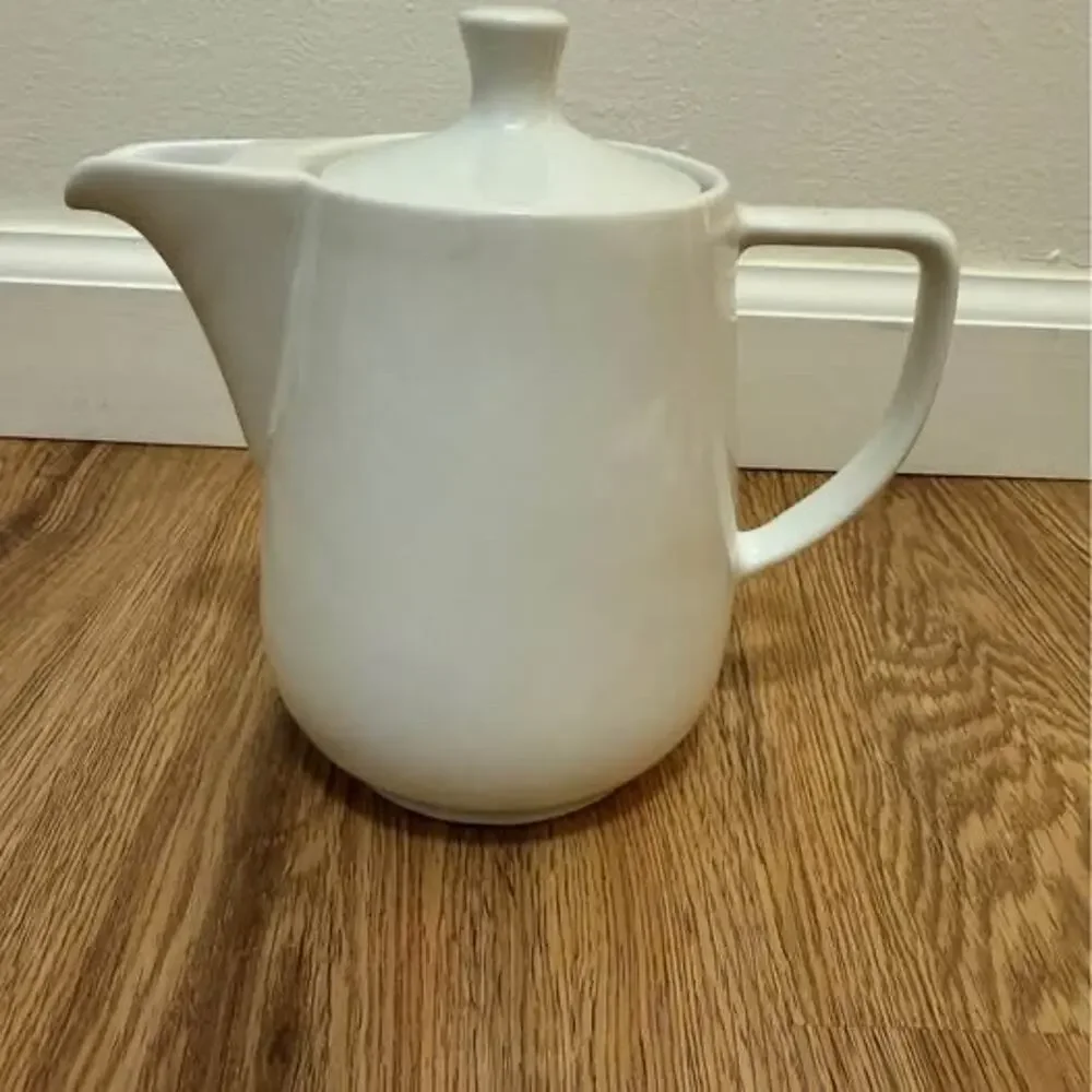 Vintage White Ceramic Teapot / Pitcher – Mid-Century Modern Style – Thailand